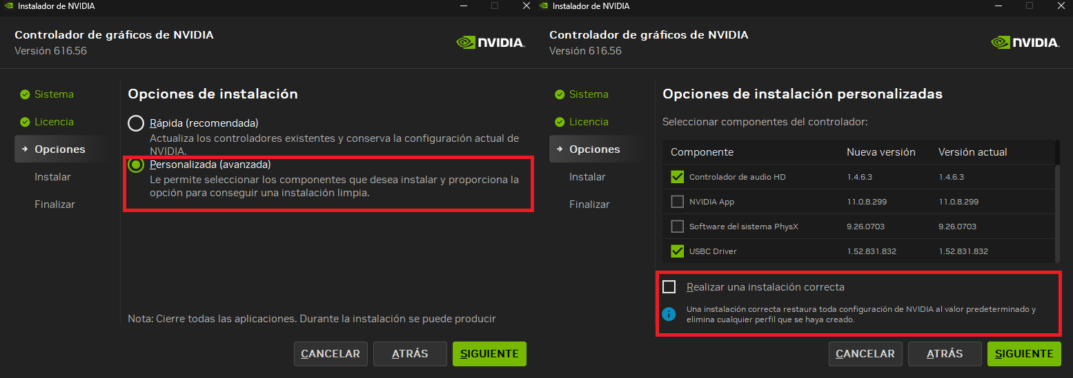Instalación limpia de un driver NVIDIA